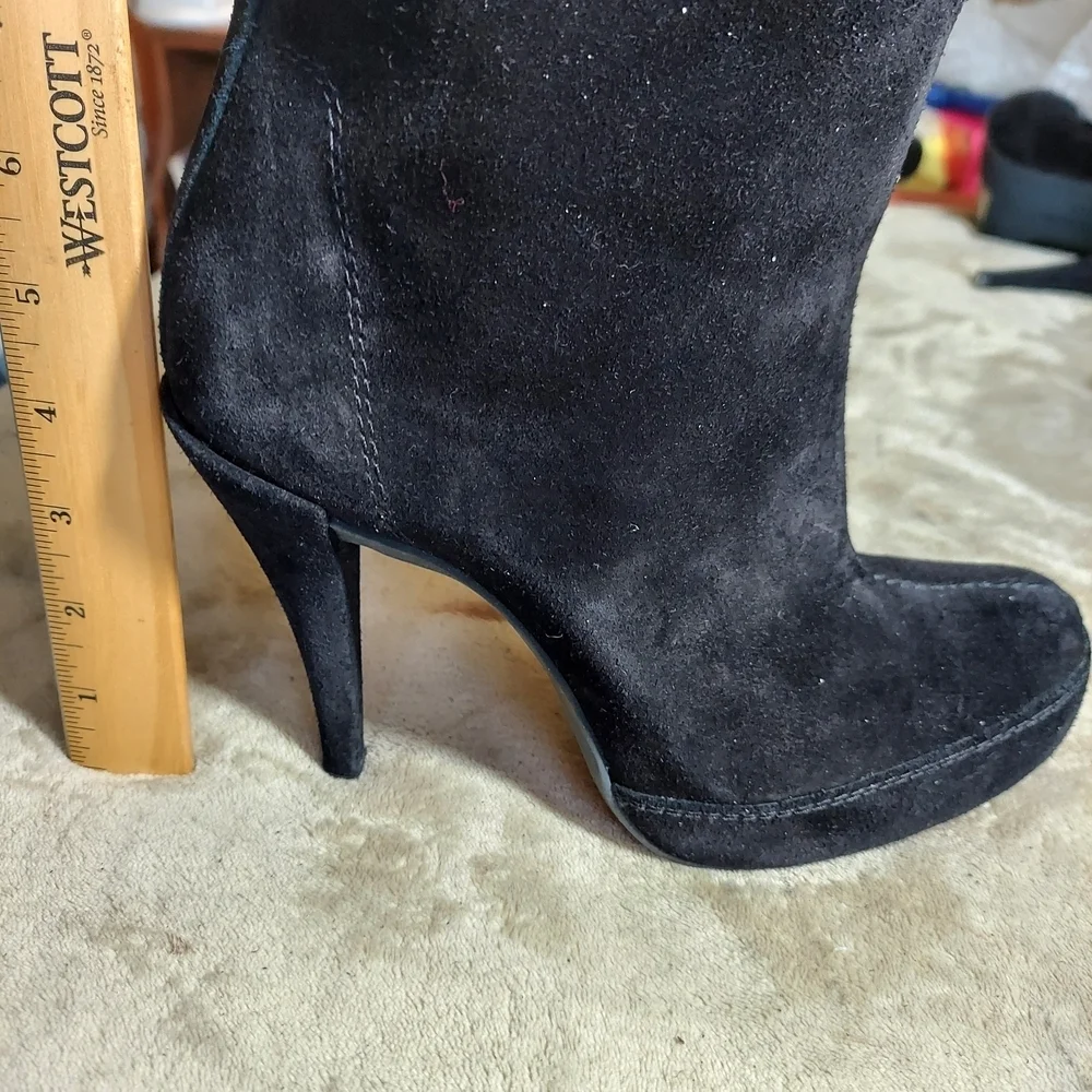 Pedro García Black Suede Knee-High Platform Stilletto Heel Boots - Picture 11 of 16